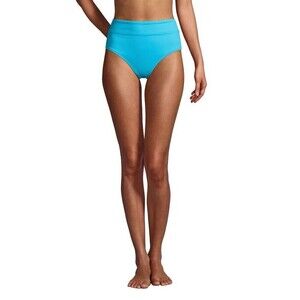 Lands End High Waisted Bikini Swim Bottoms Size 14 Turquoise Chlorine Resistant